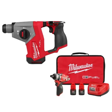 Milwaukee 2508-20-2402-22, bundle: M12 FUEL 12V Lithium-Ion Brushless Cordless 5/8 in. SDS-Plus Rotary Hammer Drill, & Screw Driver Kit