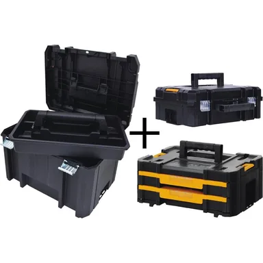 DeWalt DWTSTAK03, accessory: TSTAK VI 17 in. Deep Tool Box, TSTAK II Flat Top Tool Case and TSTAK IV 18-Compartment Small Parts Organizer