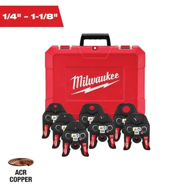 Milwaukee 49-16-2662R, accessory: 1/4 in. - 1-1/8 in. RLS ACR Copper Press Jaw Kit for M18 FORCE LOGIC Press Tools (photograph from the Home Depot listing)