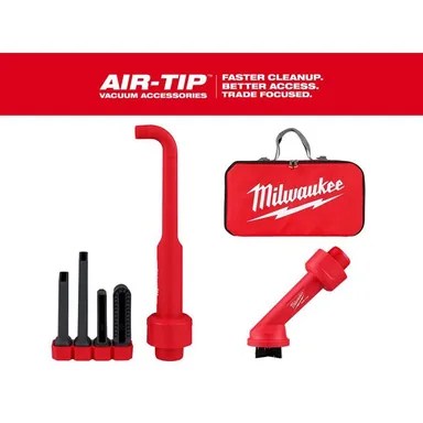 Milwaukee 49-90-2026-49-90-2019-49-90-2035, bundle: AIR-TIP 1-1/4 in. - 2-1/2 in. 4-In-1 Right Angle Tool and Brush Wet/Dry Shop Vacuum Attachment with Bag (5-Piece)