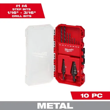 Milwaukee 48-89-9222, accessory: Black Oxide Step Drill Bit Set (10-Piece) (photograph from the Home Depot listing)