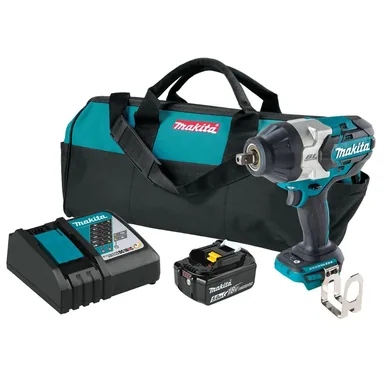 Makita XWT19T, kit: Makita XWT19T 18V LXT Lithium-Ion Brushless Cordless 3-Speed 1/2" Sq. Drive Impact Wrench Kit w/ Detent Anvil (5.0Ah)