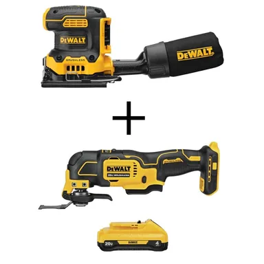 DeWalt DCW200BW354240, bundle: 20V MAX XR Cordless Brushless 1/4-Sheet Variable Speed Sander, 20V Oscillating Tool, and (1) 20V 4.0Ah Battery