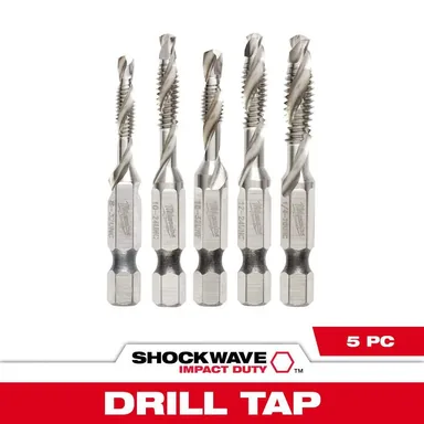 Milwaukee 48-89-4874, accessory: SHOCKWAVE SAE Steel Drill Tap Set (5-Piece)