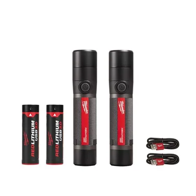 Milwaukee 2160-21-2160-21, bundle: 800 Lumens LED USB Rechargeable HP Fixed Focus Flashlight (2-Pack)
