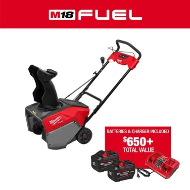 Milwaukee 3036-22HD, kit: M18 FUEL 18V 21 in. Cordless Dual Battery Auger Propelled Single Stage Snow Blower w/ (2) 12.0 Ah Batteries, Charger