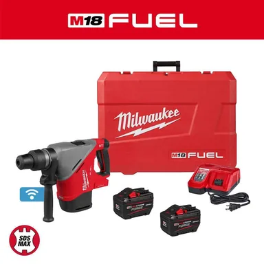 Milwaukee 2917-22HD, kit: M18 FUEL 18V Lithium-Ion Brushless Cordless 1-9/16 in. SDS-Max Rotary Hammer with (2) 12.0 Ah Battery and Charger