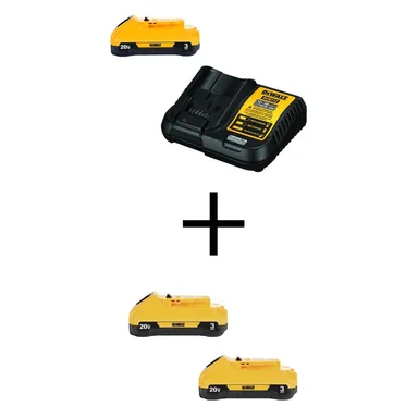 DeWalt DCB230CWCB230-2, bundle: 20V MAX Compact Lithium-Ion 3.0Ah Battery Pack (3-Pack) with 12-Volt to 20-Volt MAX Charger