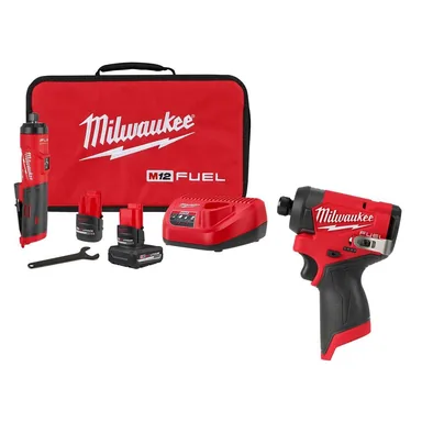 Milwaukee 3486-22-3453-20, bundle: M12 FUEL 12V Lithium-Ion Brushless Cordless 1/4 in. Straight Die Grinder & M12 Impact Driver