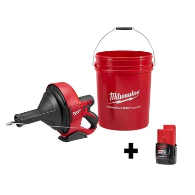 Milwaukee 2571-21-48-11-2420, bundle: M12 12V Lithium-Ion Cordless Auger Snake Drain Cleaning Kit M12 with 2.0Ah Battery