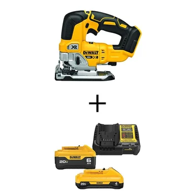 DeWalt DCS334BDCB2460C, unclassified: 20V MAX XR Cordless Brushless Jigsaw with 6.0 Ah and 4.0 Ah Starter Kit