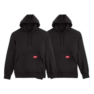 Milwaukee 351B-3X-351B-3X, bundle: Men's 3X-Large Black Midweight Cotton/Polyester Long-Sleeve Pullover Hoodie (2-Pack)