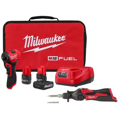 Milwaukee 3485-22-2488-20, bundle: M12 FUEL 12V Lithium-Ion Brushless Cordless 1/4 in. Right Angle Die Grinder with M12 Cordless Soldering Iron