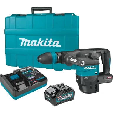 Makita GMH01M1, kit: Makita GMH01M1 40V max XGT Brushless Cordless 15 lb. SDS-MAX AVT Demolition Hammer Kit, AWS Capable (4.0Ah)