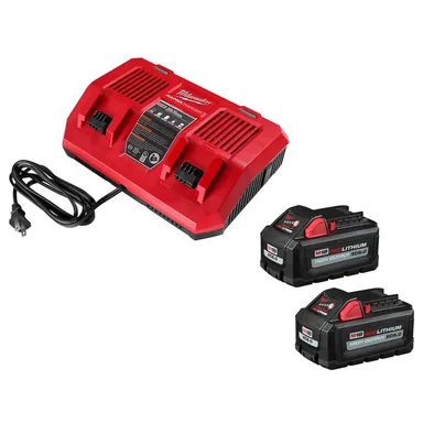 Milwaukee 48-59-1802-48-11-1862, bundle: M18 18-Volt Lithium-Ion Dual Bay Rapid Battery Charger with 6.0Ah Battery Pack (2-Pack)