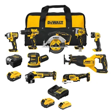 DeWalt DCK921P1WDCB205, bundle: 20V MAX Lithium-Ion Cordless 9-Tool Combo Kit with (2) 5.0 Ah Batteries and Charger