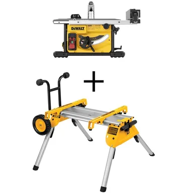 DeWalt DWE7485W7440, bundle: 15 Amp Corded 8-1/4 in. Compact Jobsite Table Saw and Heavy-Duty Rolling Table Saw Stand