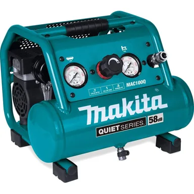 Makita MAC100Q, standalone tool: Makita MAC100Q Quiet Series 1/2 HP, 1 Gallon Compact, Oil-Free, Electric Air Compressor