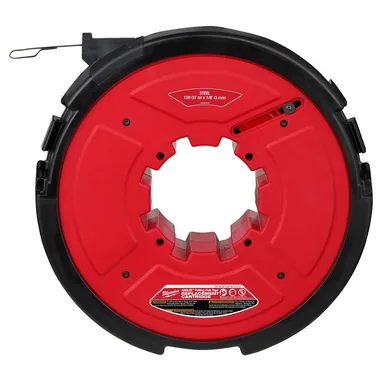 Milwaukee 48-44-5176, accessory: M18 Fuel Angler 120 ft. x 1/8 in. Steel Pulling Fish Tape Drum (photograph from the Home Depot listing)