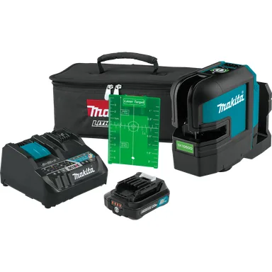 Makita SK105GDNAX, kit: Makita SK105GDNAX 12V max CXT Lithium-Ion Cordless Self-Leveling Cross-Line Green Beam Laser Kit (2.0Ah)
