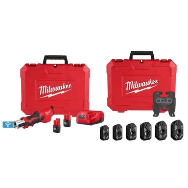 Milwaukee 2573-20-49-16-2461ZX, bundle: M12 12-Volt Lithium-Ion FORCE LOGIC Press Tool with ONE-KEY and 1/4 in - 7/8 in ZoomLock MAX ACR Pivoting Press Ring Kit