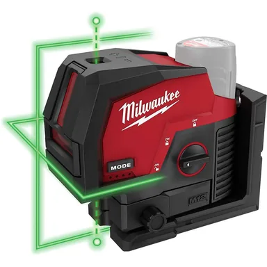 Milwaukee 3622-20, bare tool: M12 12-Volt Lithium-Ion Cordless Green 125 ft. Cross Line and Plumb Points Laser Level (Tool-Only)