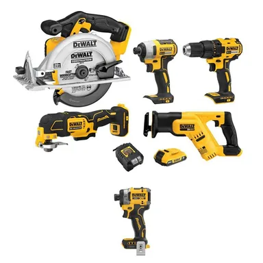 DeWalt DCK540D1WCF860B, bundle: 20V MAX Lithium-Ion Cordless Combo Kit (5-Tool) and 20V MAX XR Cordless Impact Driver with 2.0 Ah Battery and Charger