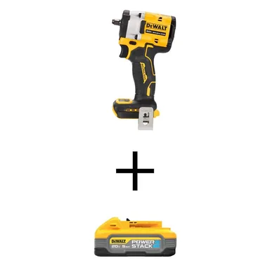 DeWalt DCF923BWDCBP520, bundle: ATOMIC 20V MAX Lithium-Ion Brushless Cordless 3/8 in. Variable Speed Impact Wrench with POWERSTACK 20V 5Ah Battery Pack