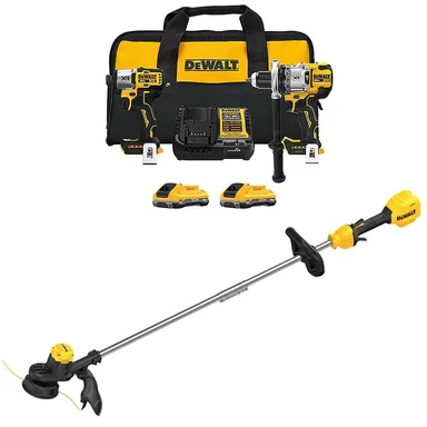 DeWalt DCK2101QQ2W925B, bundle: 20-Volt MAX Lithium-Ion Cordless 2-Tool Combo Kit and 13 in. String Trimmer with (2) 4.0 Ah Batteries, Charger & Kit Bag
