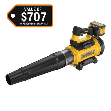 DeWalt DCBL777Y1, kit: FLEXVOLT 60V MAX 160 MPH 760 CFM Brushless Cordless Battery Powered Blower Kit w/ (1) FLEXVOLT 4 Ah Battery and Charger