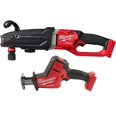 Milwaukee 2811-20-2719-20, bundle: M18 FUEL 18-Volt Lithium-Ion Brushless Cordless GEN 2 SUPER HAWG 7/16 in. Right Angle Drill with M18 FUEL Hackzall