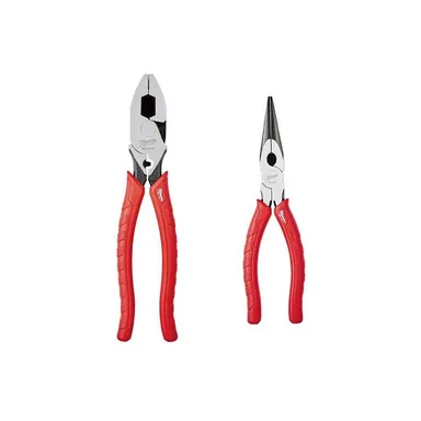Milwaukee 48-22-6100-48-22-6101, bundle: 2-Piece 9 in. High Leverage Lineman's Pliers with Crimper & Long Nose Pliers Set