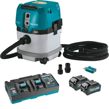 Makita GCV04PMUX, kit: Makita GCV04PMUX 40V max XGT Brushless Cordless 4 Gallon HEPA Filter Dry Dust Extractor Kit, AWS (4.0Ah)