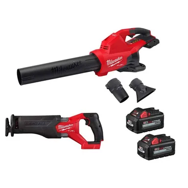 Milwaukee 2824-20-2821-20-48-11-1862, bundle: M18 FUEL Dual Battery 145 MPH 600 CFM 18V Brushless Cordless Blower w/SAWZALL Reciprocating Saw, (2) 6.0 Ah Batteries