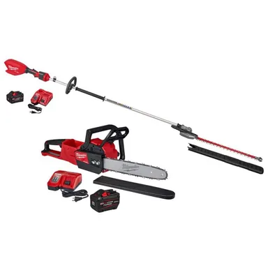 Milwaukee 3035-21-2727-21HD, bundle: M18 FUEL 18V 24 in. Brushless Cordless Extended Pole Articulating Hedge Trimmer Kit w M18 FUEL 16 in. Chainsaw Kit