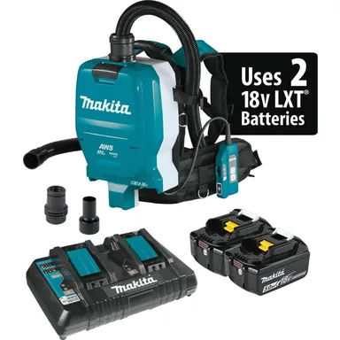Makita XCV10PTX, kit: Makita XCV10PTX 36V (18V X2) LXT Brushless 1/2 Gallon HEPA Filter Backpack Dry Dust Extractor Kit, AWS Capable (5.0Ah)