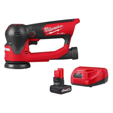 Milwaukee 2535-20-48-59-2450B, bundle: M12 FUEL 12V Lithium-Ion Brushless Cordless 3 in. Random Orbital Detail Sander with HIGH OUTPUT XC5. 0 Starter Kit