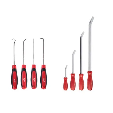 Milwaukee 48-22-9214-48-22-9215, bundle: Pry Bar Set with Hook and Pick Set (8-Piece)