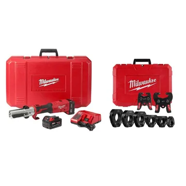 Milwaukee 2773-20L-49-16-2697X, bundle: M18 18-Volt Lithium-Ion Cordless FORCE LOGIC Long Throw Press Tool Kit w/ 1/2 in. - 2 in. IPS-P Pivoting Press Ring Kit
