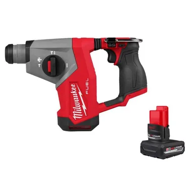 Milwaukee 2508-20-48-11-2450, bundle: M12 FUEL 12V Lithium-Ion Brushless Cordless 5/8 in. SDS-Plus Rotary Hammer Drill with XC High Output 5.0 Ah Battery Pack