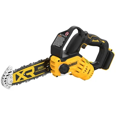 DeWalt DCCS623B, bare tool: 20-Volt MAX 8 in. Brushless Cordless Battery Powered Pruning Mini Chainsaw (Tool Only) (photograph from the Home Depot listing)