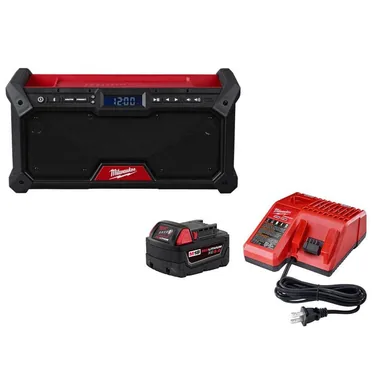Milwaukee 2952-20-48-59-1850, bundle: M18 18V Lithium-Ion Cordless Jobsite Radio w/5.0Ah Battery and Charger