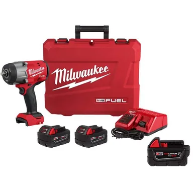 Milwaukee 2967-22-48-11-1850R, bundle: M18 FUEL 18V Lithium-Ion Brushless Cordless 1/2 in. High-Torque Impact Wrench w/Friction Ring Kit w/(3) Batteries