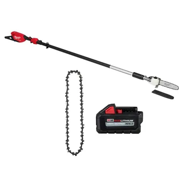 Milwaukee 3013-20-49-16-2759-48-11-1865, bundle: M18 FUEL 10 in. 18V Lithium-Ion Brushless Telescoping Pole Saw, 13 ft. Length, Replacement Chain, M18 6.0 Ah Battery