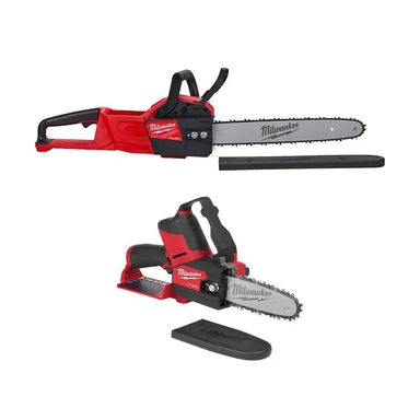 Milwaukee 2727-20-2527-20, bundle: M18 FUEL 18V Lithium Ion Brushless Battery 16 in. Chainsaw M12 FUEL HATCHET Tool Only 2 Tool