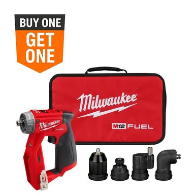 Milwaukee 2505-20, bare tool: M12 FUEL 12V Lithium-Ion Brushless Cordless 4-in-1 Installation 3/8 in. Drill Driver with 4 Tool Head (Tool-Only)