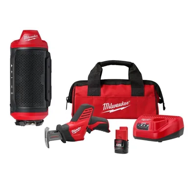 Milwaukee 2955-20-2420-21, bundle: M12 12-Volt Lithium-Ion Cordless Bluetooth Jobsite Speaker with PACKOUT Compatibility, & HACKZALL Kit