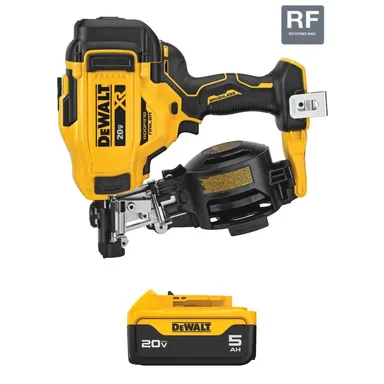 DeWalt DCN45RNBW205, bundle: 20-Volt MAX Lithium-Ion 15° Electric Cordless Roofing Nailer with 20-Volt MAX Premium 5. 0Ah Battery Pack