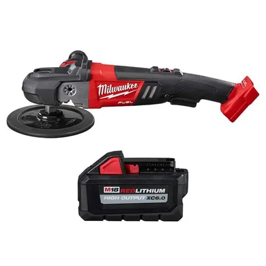 Milwaukee 2738-20-48-11-1865, bundle: M18 FUEL 18V Lithium-Ion Brushless Cordless 7 in. Variable Speed Polisher w/6.0Ah Battery
