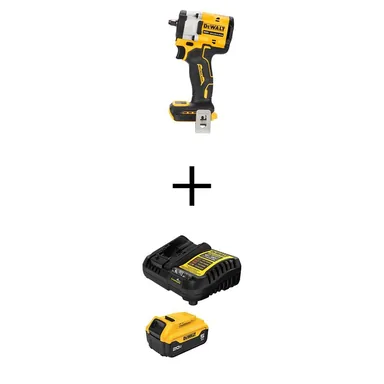 DeWalt DCF923BWDCB205C, bundle: ATOMIC 20V MAX Lithium-Ion Cordless Brushless 3/8 in.Variable Speed Impact Wrench with 20V MAX XR 5Ah Battery & Charger